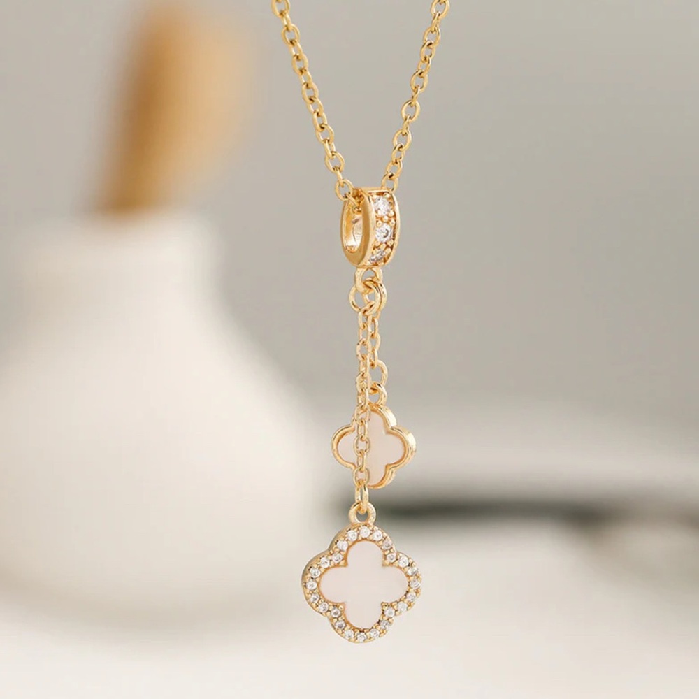 Double Clover 18k Gold Plated Necklace